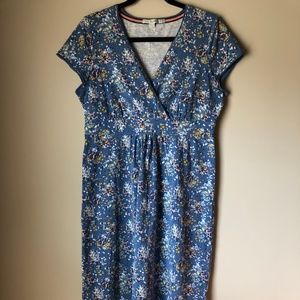 BODEN V-NECK FLORAL PRINT DRESS